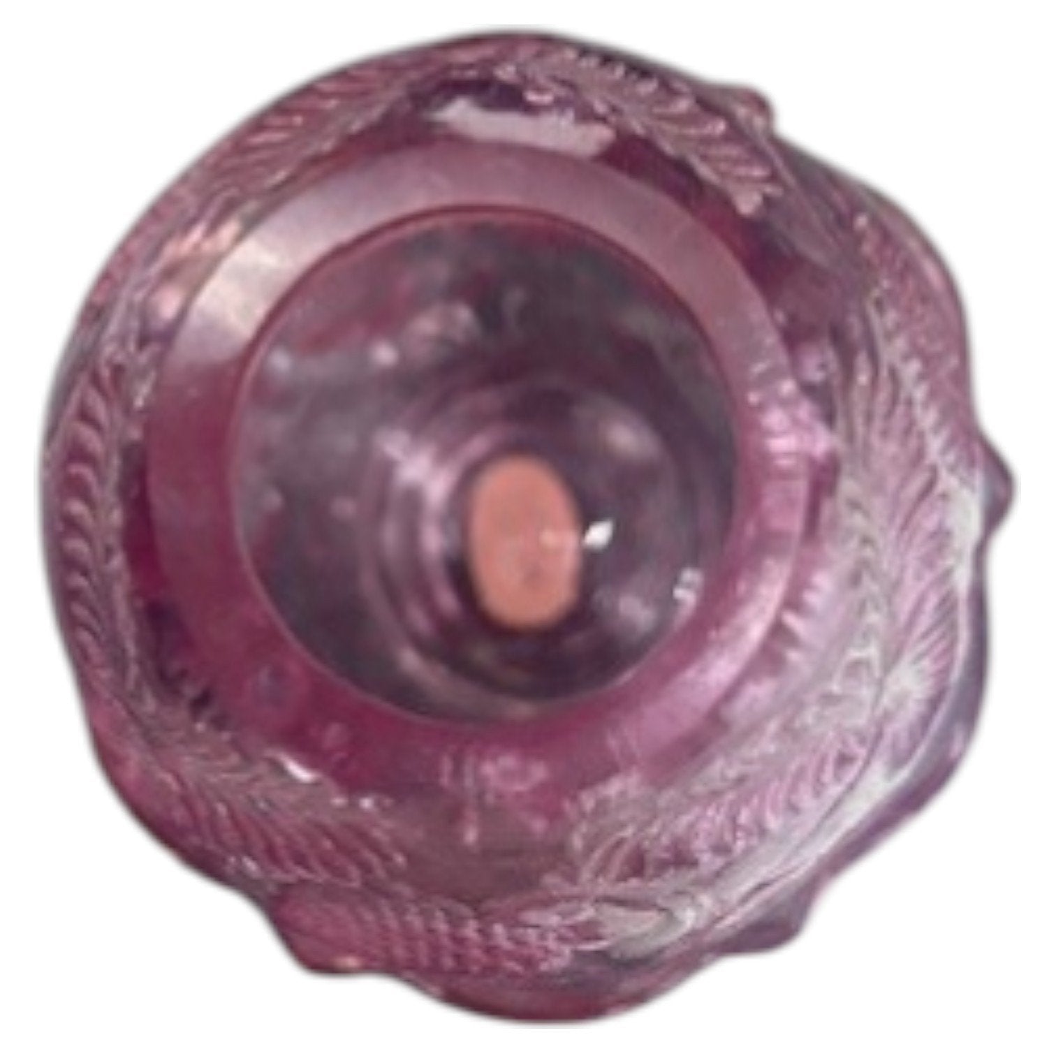 Fenton Made Pink Indented Strawberry and Leaves Fairy Lamp