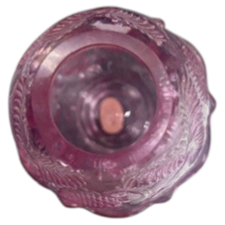 Fenton Made Pink Indented Strawberry and Leaves Fairy Lamp