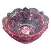 Fenton Made Pink Indented Strawberry and Leaves Fairy Lamp