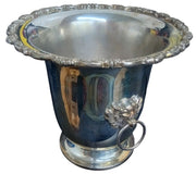 Poole Silver Co EPCA Silverplate Ice Bucket W/Lion Head Ring Handles Ornate
