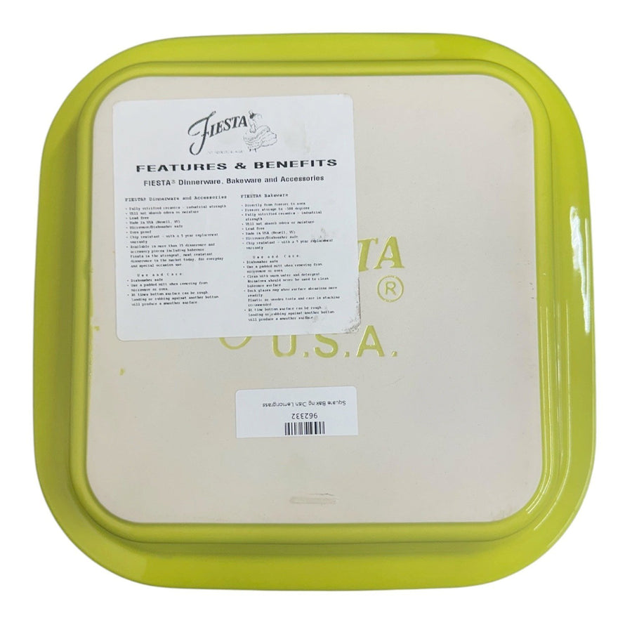 Fiesta - Lemongrass Green Square Casserole Baker Homer Laughlin HLC Ceramic Baking Dish