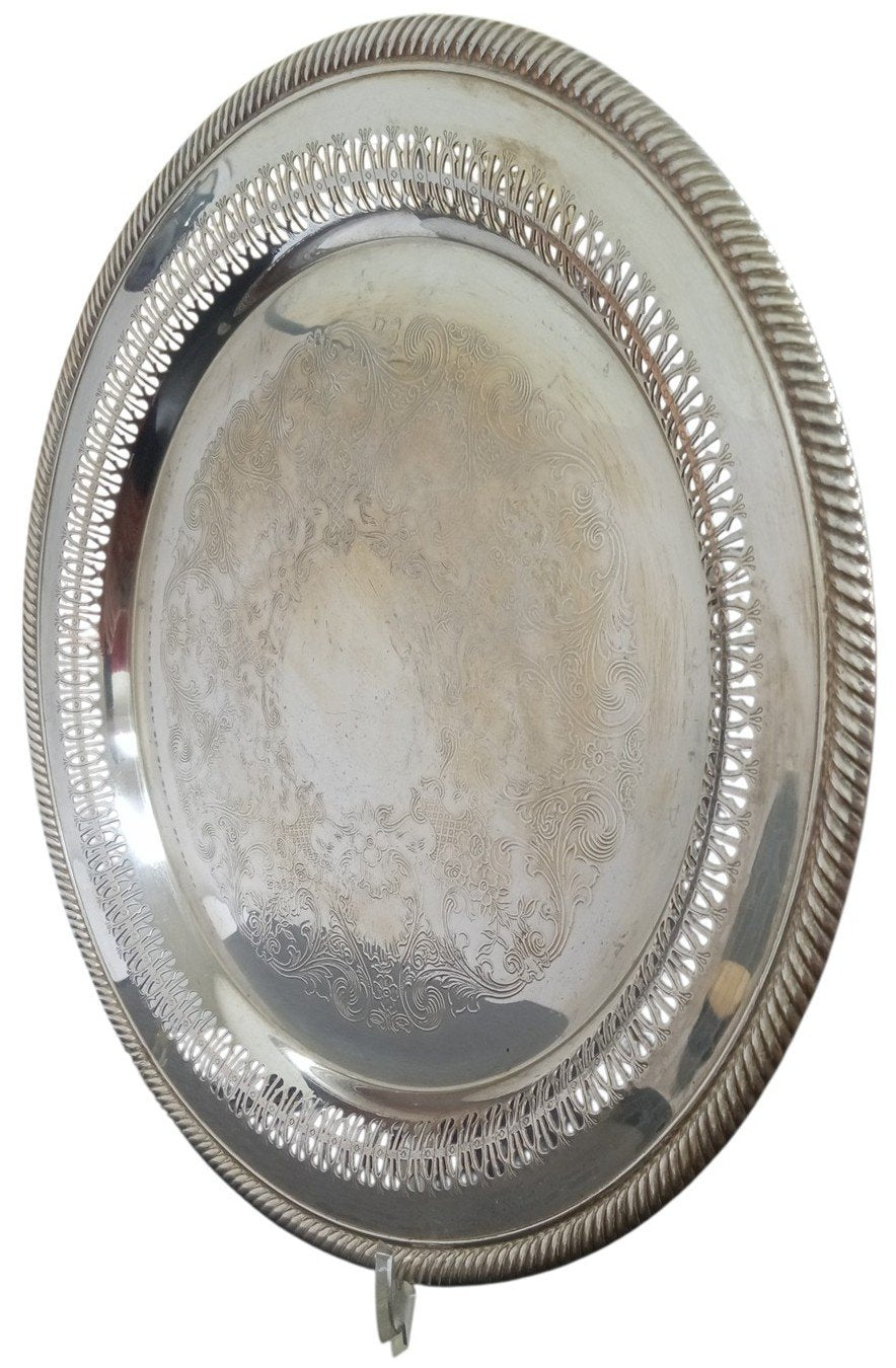 WM Rogers Silver Round Platter 12" Vintage Collectible Serveware Dinnerware