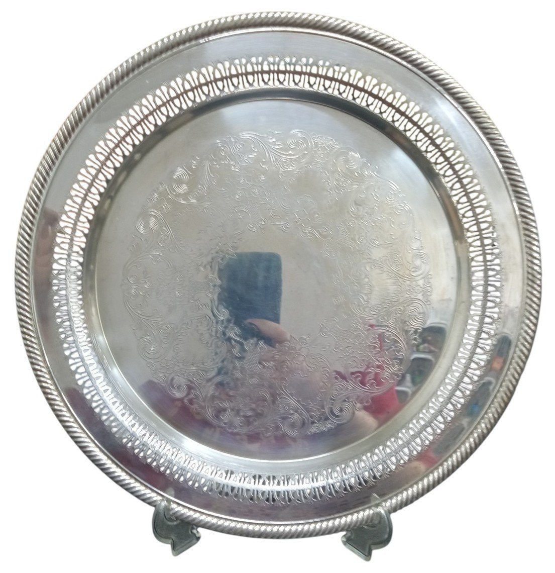 WM Rogers Silver Round Platter 12" Vintage Collectible Serveware Dinnerware