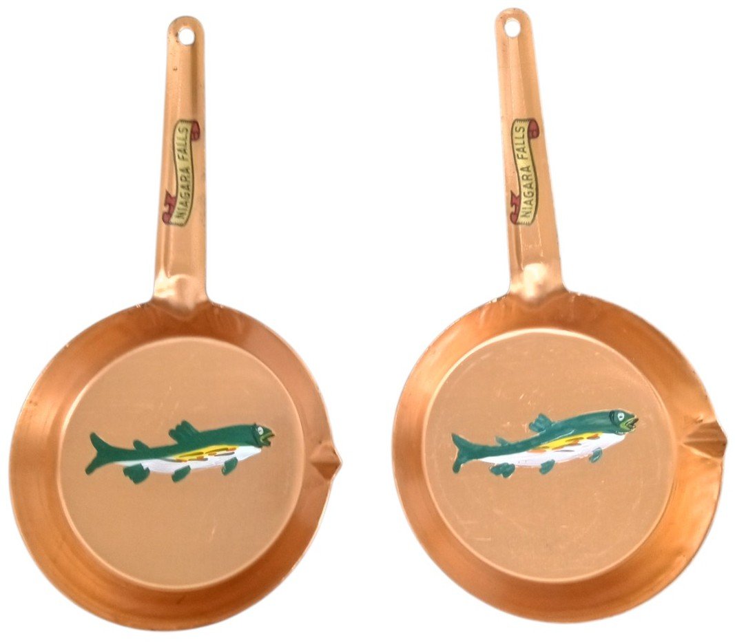 Souvenir Copper Pan Ashtrays Niagara Falls Vintage Collectible Decorative