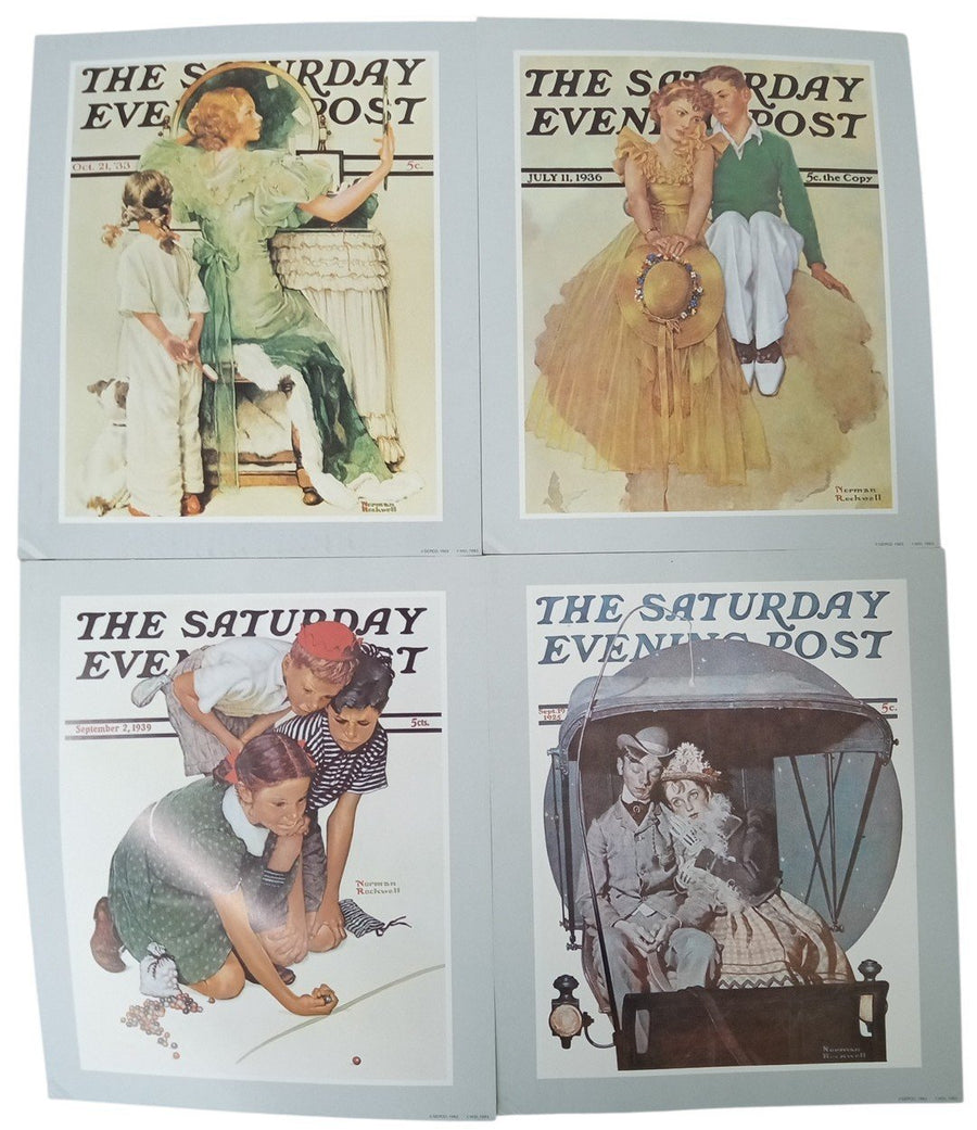 Norman Rockwell Saturday Evening Post Prints 1983 Set Of 4 Collectible 12"x10"
