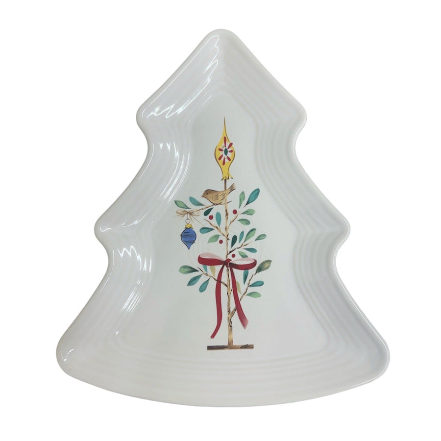 Fiesta - White Nutcracker Xmas Tree Shaped Plate Homer Laughlin HLC Ceramic Dish