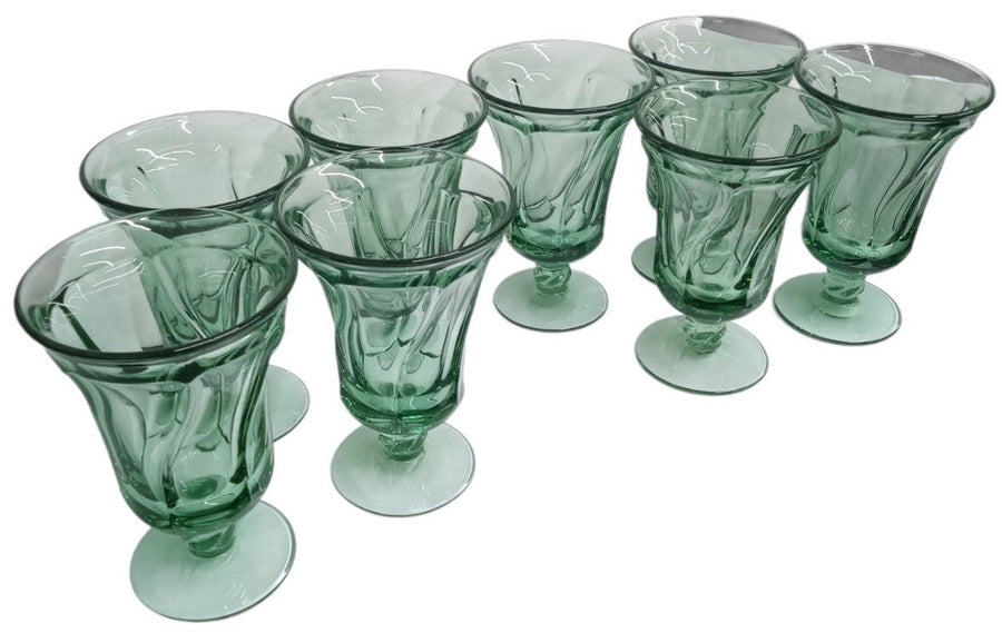 Fostoria Jamestown Green Juice Glasses Set Of 8 Vintage Collectible Drinkware
