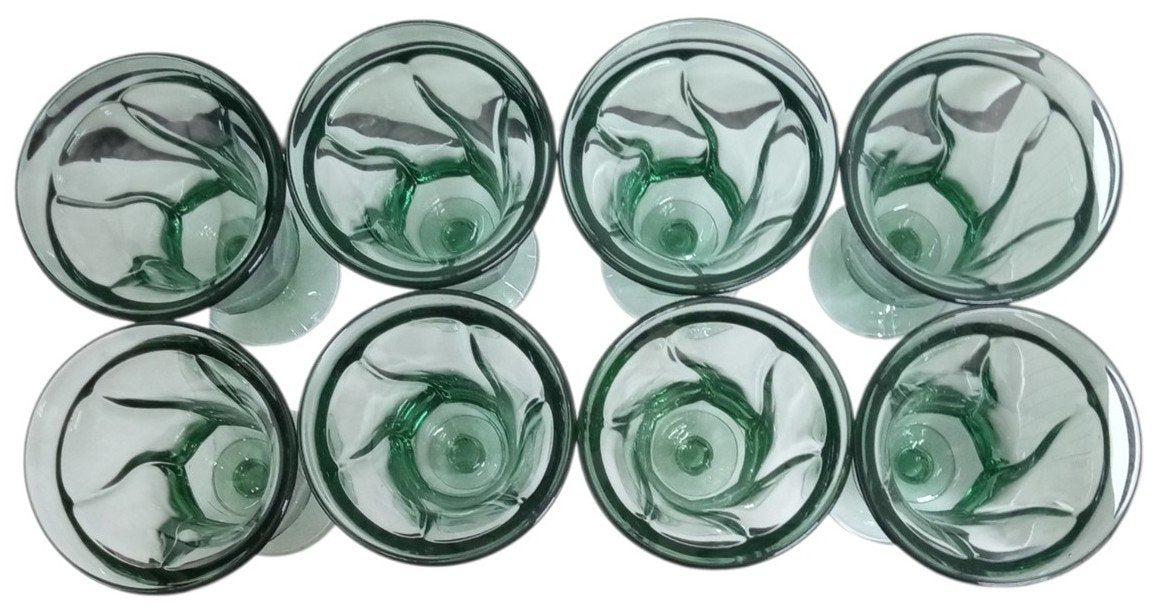 Fostoria Jamestown Green Juice Glasses Set Of 8 Vintage Collectible Drinkware