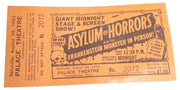 Youngstown Palace Theater Asylum Of Horrors Ticket 1953 Vintage Halloween