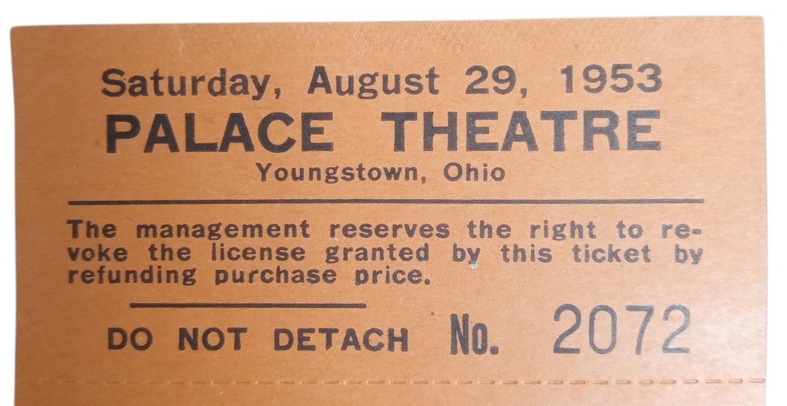 Youngstown Palace Theater Asylum Of Horrors Ticket 1953 Vintage Halloween