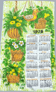 Linen Malandrino Vintage Retro Boho 1976 Calendar With Duck and Floral Design