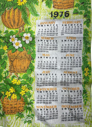 Linen Malandrino Vintage Retro Boho 1976 Calendar With Duck and Floral Design