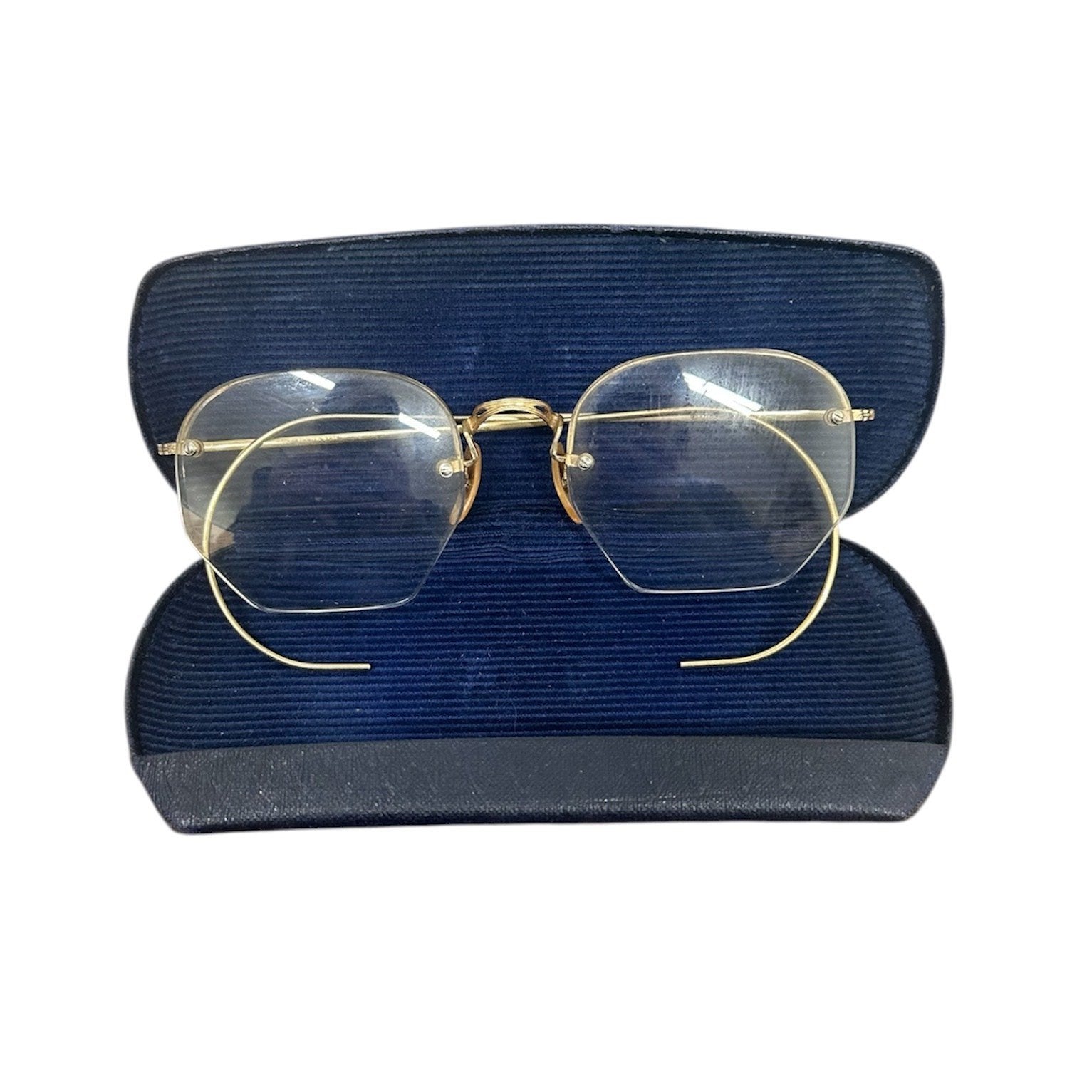 Bausch & Lomb Vintage MCM 1/10 12k Gold Filled Rimless Bifocal Eyeglasses w/Case