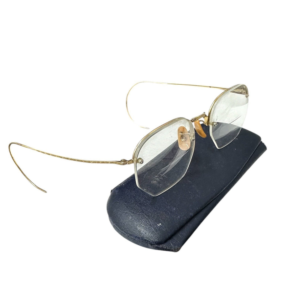 Bausch & Lomb Vintage MCM 1/10 12k Gold Filled Rimless Bifocal Eyeglasses w/Case