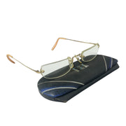 Vintage MCM 1930s Fulvue Rectangular Rimless Wire Eyeglasses w/Case