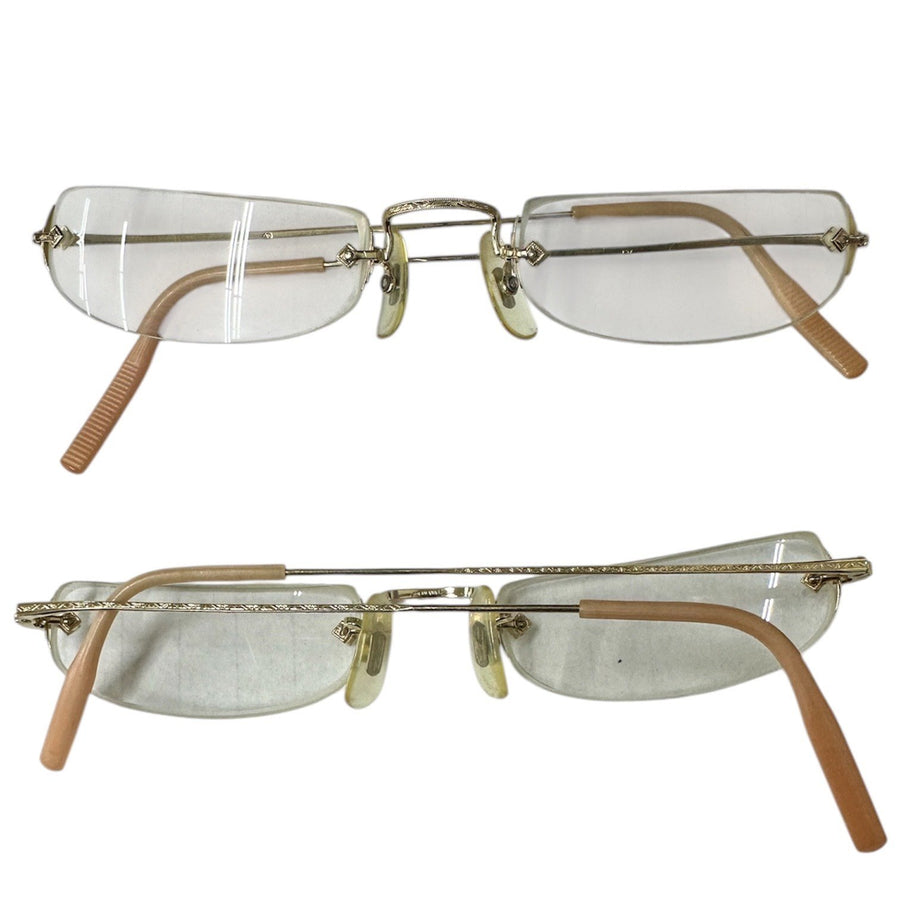 Vintage MCM 1930s Fulvue Rectangular Rimless Wire Eyeglasses w/Case