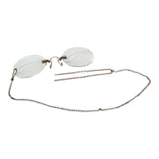 Antique 1850s-1900s Soeasy Pince-nez Hairpin Spectacles w/ Original Case & Note
