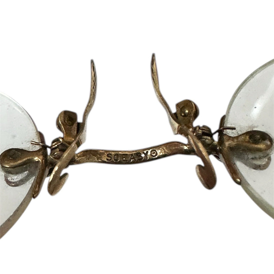 Antique 1850s-1900s Soeasy Pince-nez Hairpin Spectacles w/ Original Case & Note