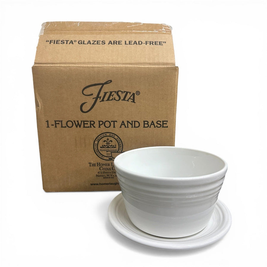 Fiesta - White Flower Pot & Base New In Box Homer Laughlin HLC Ceramic Decor