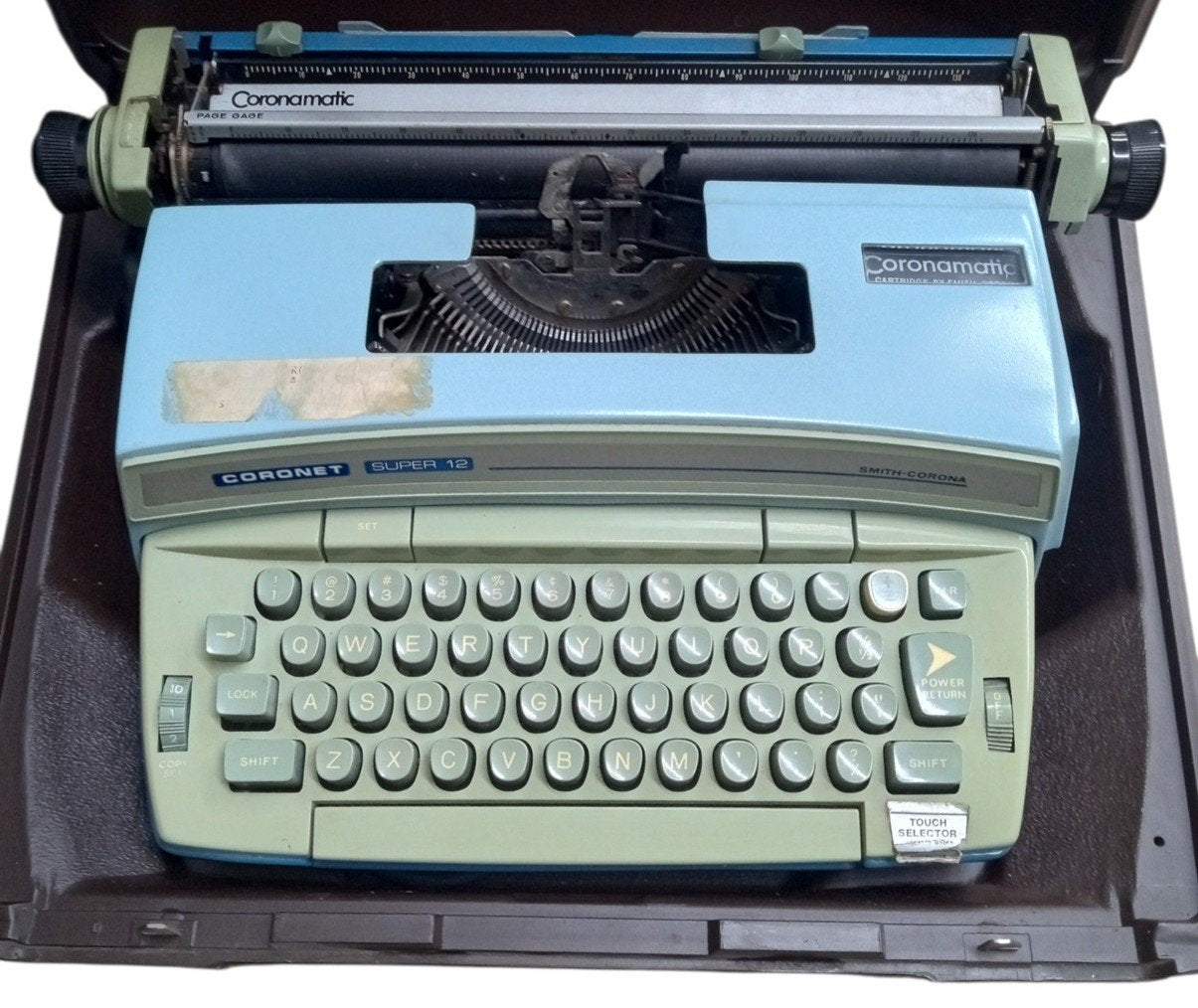 Smith Corona Electric Typewriter W/Brown Carrying Case Vintage Retro Collectible
