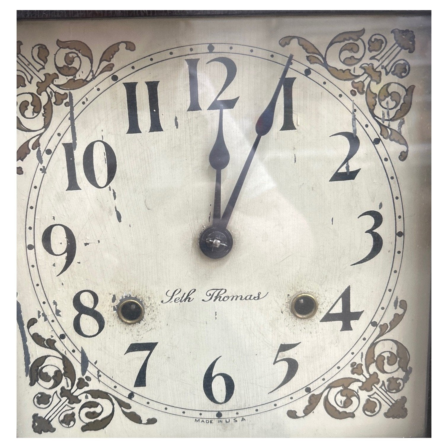 Seth Thomas Clock Co. Pillar and Scroll Black Mantel Shelf Clock