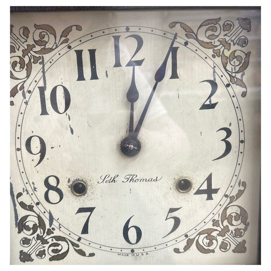 Seth Thomas Clock Co. Pillar and Scroll Black Mantel Shelf Clock