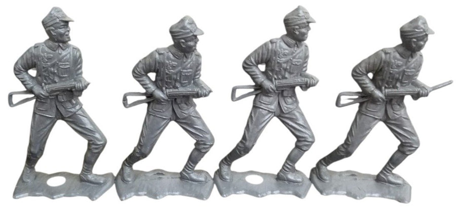 German Soldiers WWII MPC Grey Figures Set Of 4 Vintage Retro Collectible Toys