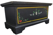 Trinket Box Wooden Black Handpainted Pennsylvania Dutch Vintage Collectible