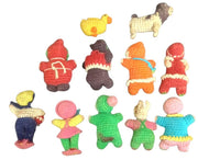 Amigurumi Miniature Crochet Figures/Dolls Set Of 11 Handmade Cute Vintage 1960s