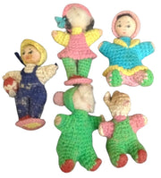 Amigurumi Miniature Crochet Figures/Dolls Set Of 11 Handmade Cute Vintage 1960s