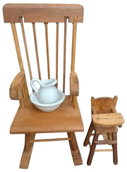 Shackman Dollhouse Set Rocking Chair Highchair Pitcher & Basin Vintage Mini