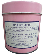 Snow White Hair Beautifier Can 1960s Display Vintage Collectible Nostalgic