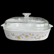 Corning Ware Set of Two Floral Bouquet Casserole Dishes with Pyrex Lids