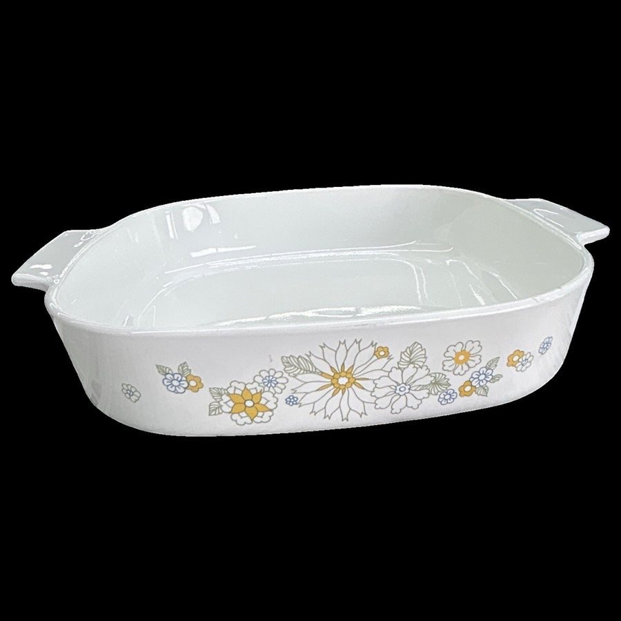 Corning Ware Set of Two Floral Bouquet Casserole Dishes with Pyrex Lids