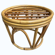 MCM Vintage Bamboo Bentwood Rattan Ottoman Stool Plant Stand