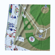 Vintage 1960s 1970s Linen Baseball Field Twin Bed Cover made by J.C Penneys
