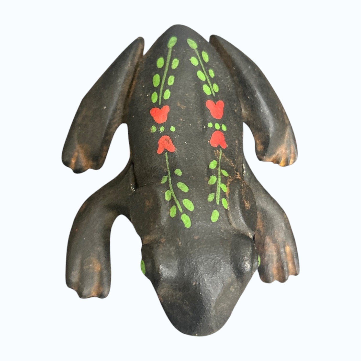 Wilton Vintage Cast Iron Frog with Hand-Painted Designs Trinket Box