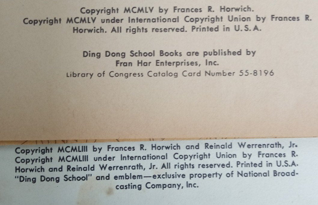 Ding Dong School Books Miss Frances 1950s Big Coal Truck & Jingle Bell Jack