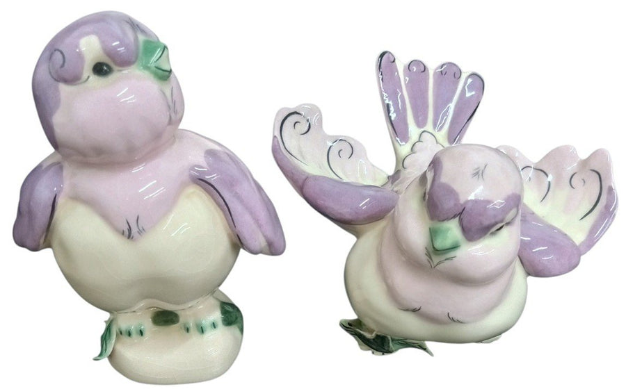 Kay Finch Purple Bird Ceramic Figures Vintage Collectible Cute Mother's Day