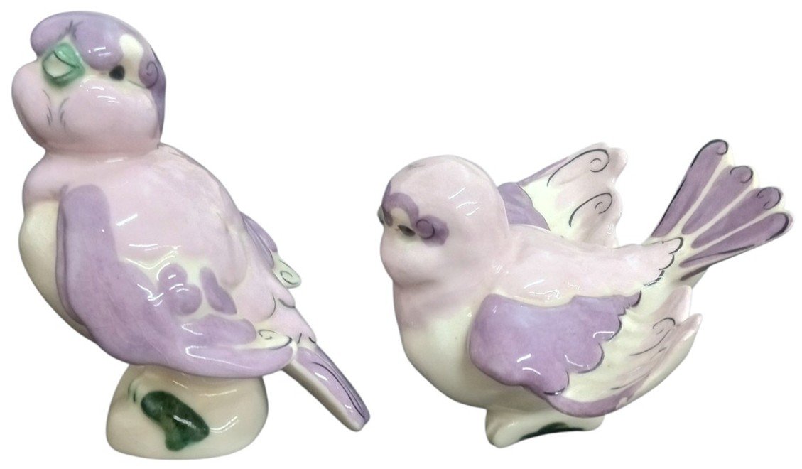 Kay Finch Purple Bird Ceramic Figures Vintage Collectible Cute Mother's Day