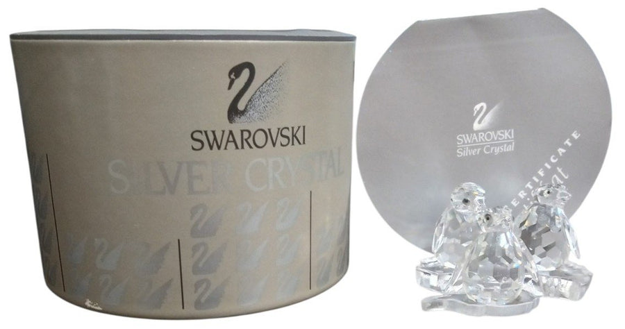 Swarovski Crystal Baby Penguins W/Original Box & Ice Slab Base Cute Collectible