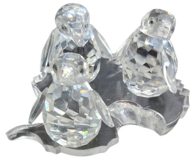 Swarovski Crystal Baby Penguins W/Original Box & Ice Slab Base Cute Collectible