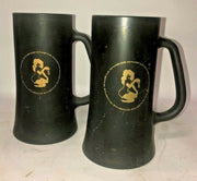 Two Vintage The Playboy Club Stein Mug Black Matte Gold Design