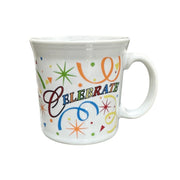 Fiesta - White 'Celebrate' Confetti Java Handle Mug Homer Laughlin HLC Ceramic Coffee Cup