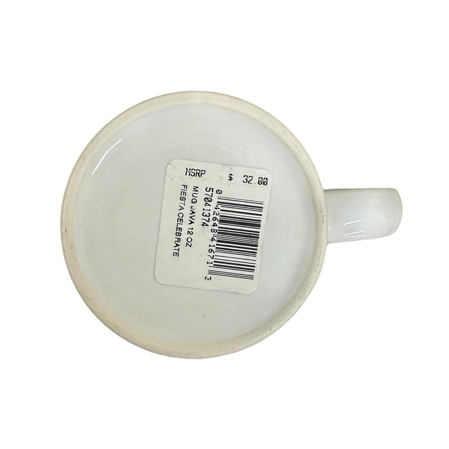 Fiesta - White 'Celebrate' Confetti Java Handle Mug Homer Laughlin HLC Ceramic Coffee Cup