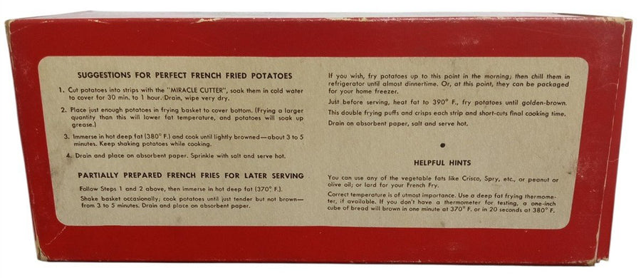 Ekco Miracle French Fry Cutter W/Original Box Vintage Retro 1950s Kitchenware