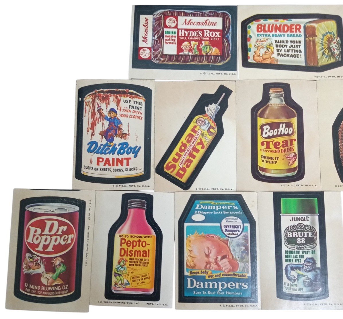 Topps Wacky Packages Stickers Likely 1970s Set Of 16 Retro Collectible Nostalgic