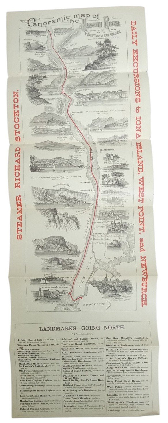Steamer Richard Stockton Daily Excursions Brochure 1883 Hudson River Antique
