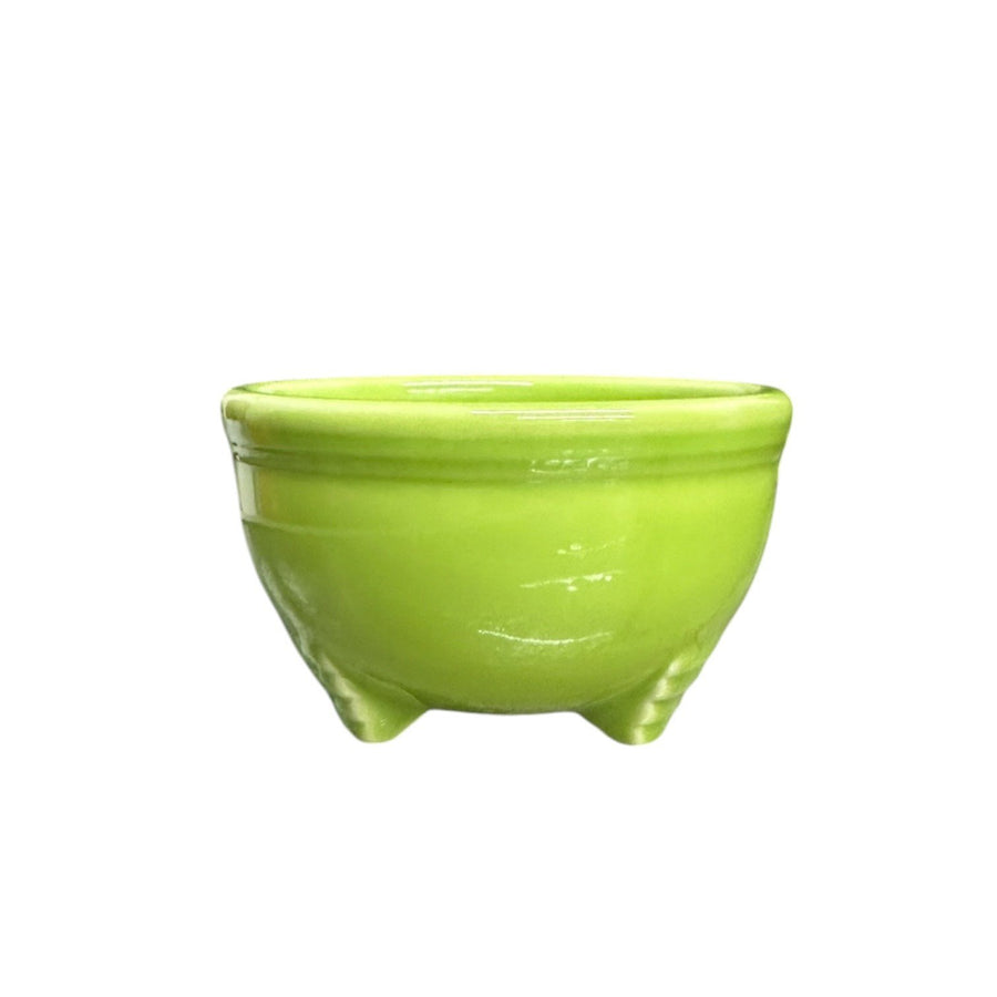 Fiesta - Chartreuse Green Tripod Bowl & Candle NIB Homer Laughlin HLC Vintage Retired Ceramic