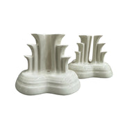 Fiesta - Linen Off-White Pyramid Tripod Candle Holder Set of 2 Homer Laughlin HLC Ceramic NIB Limited No. 240/400